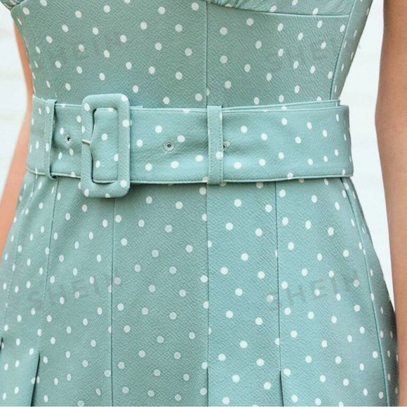 NEW VINTAGE ELEGANT BABY Blue W/Polka Dots JUMPSUIT. - Picture 4 of 16